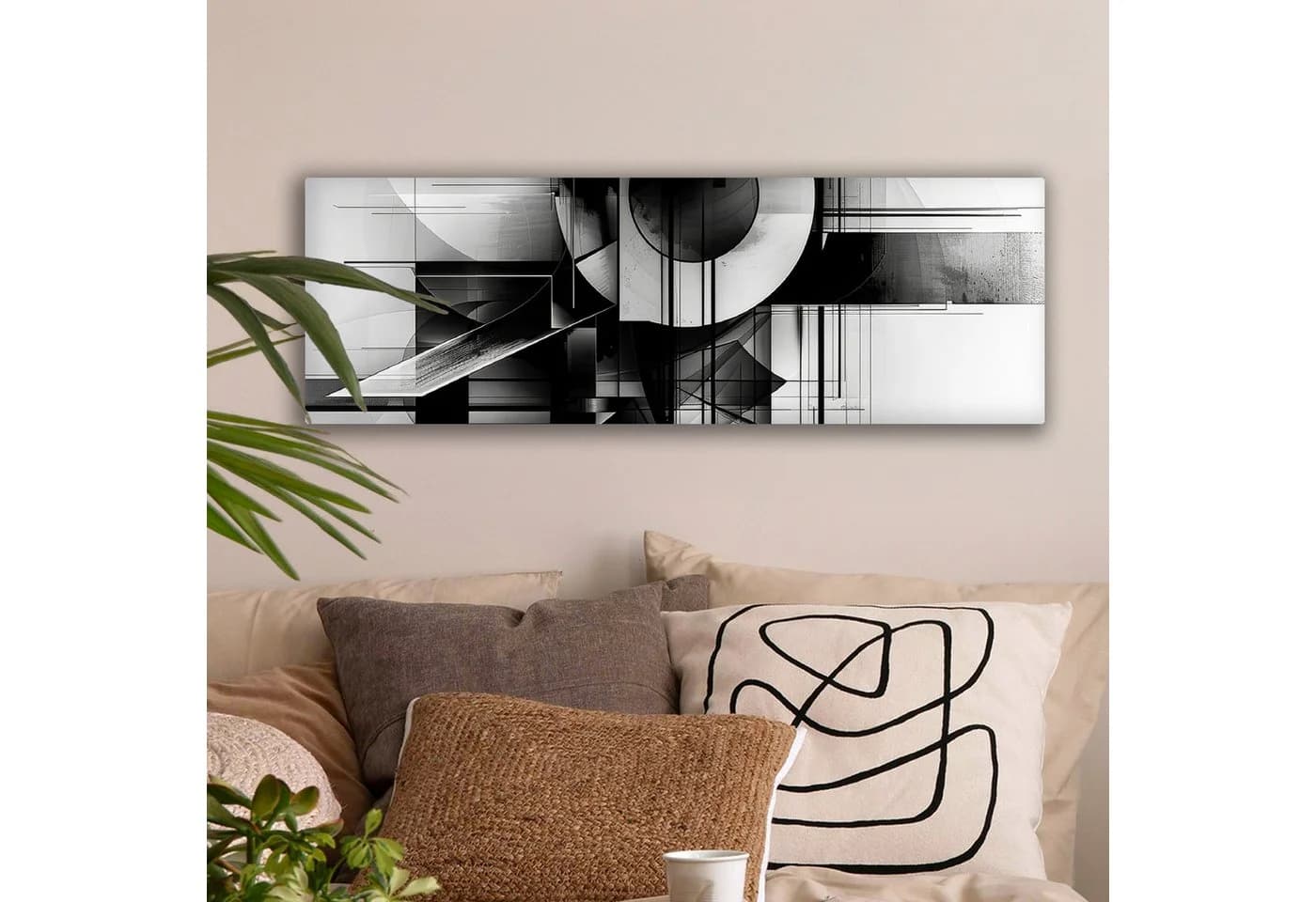 OneMillionCanvasses® Leinwandbild Panorama Abstrakt Schwarz Weiß Fotodruck