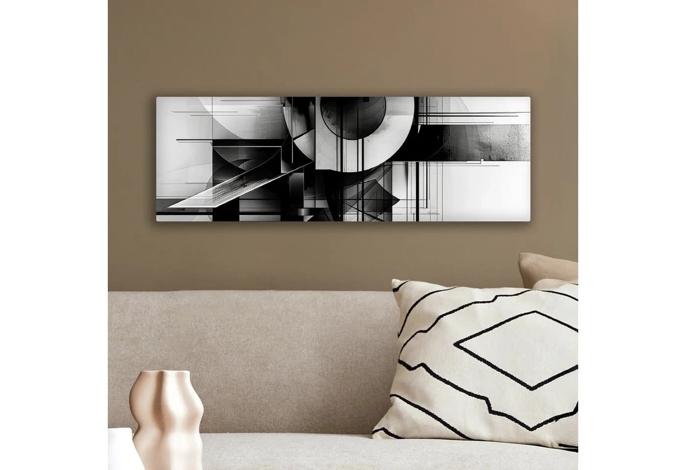 OneMillionCanvasses® Leinwandbild Panorama Abstrakt Schwarz Weiß Fotodruck - Bild 4