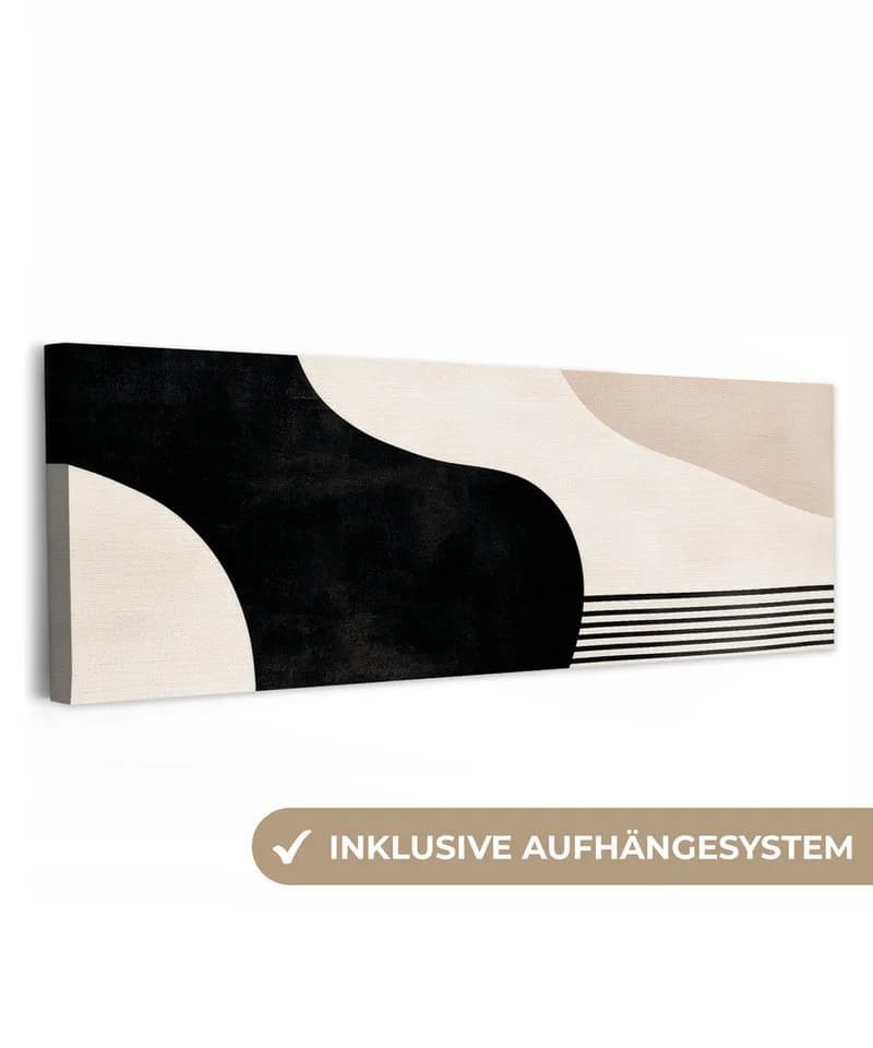 OneMillionCanvasses Leinwandbild Abstrakt Japandi Schwarz Beige Modern - Bild 2