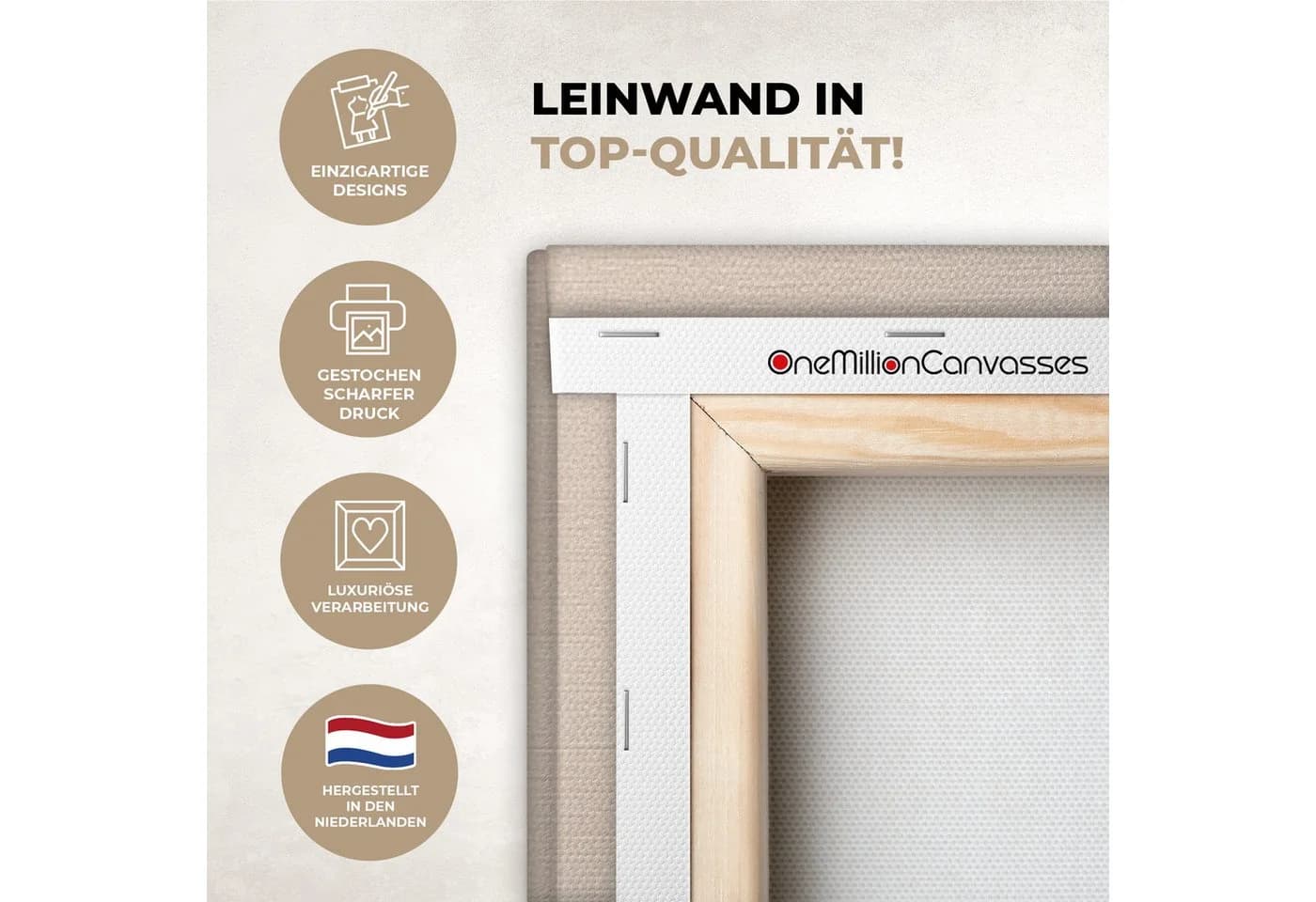 OneMillionCanvasses Leinwandbild Abstrakt Japandi Schwarz Beige Modern - Bild 3