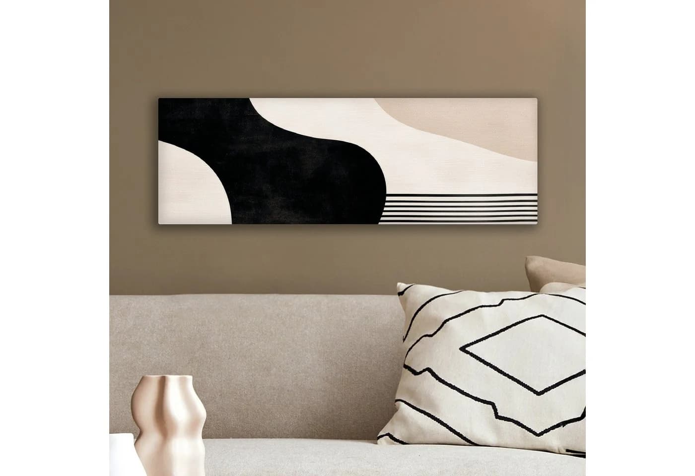OneMillionCanvasses Leinwandbild Abstrakt Japandi Schwarz Beige Modern - Bild 4