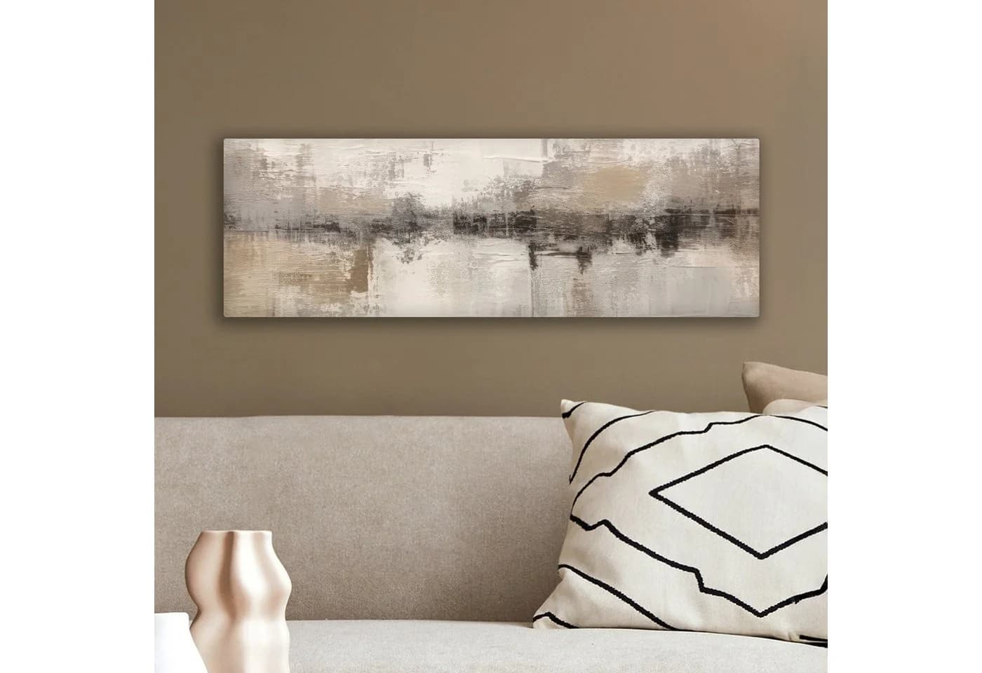 OneMillionCanvasses® Leinwandbild Panorama Moderne Kunst - Abstrakt - Beige - Bild 4
