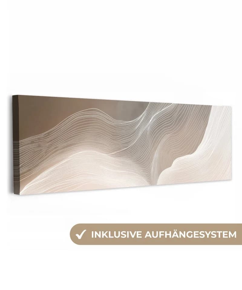 OneMillionCanvasses® Leinwandbild Panorama Wellenlinien Beige/Weiß - Bild 2