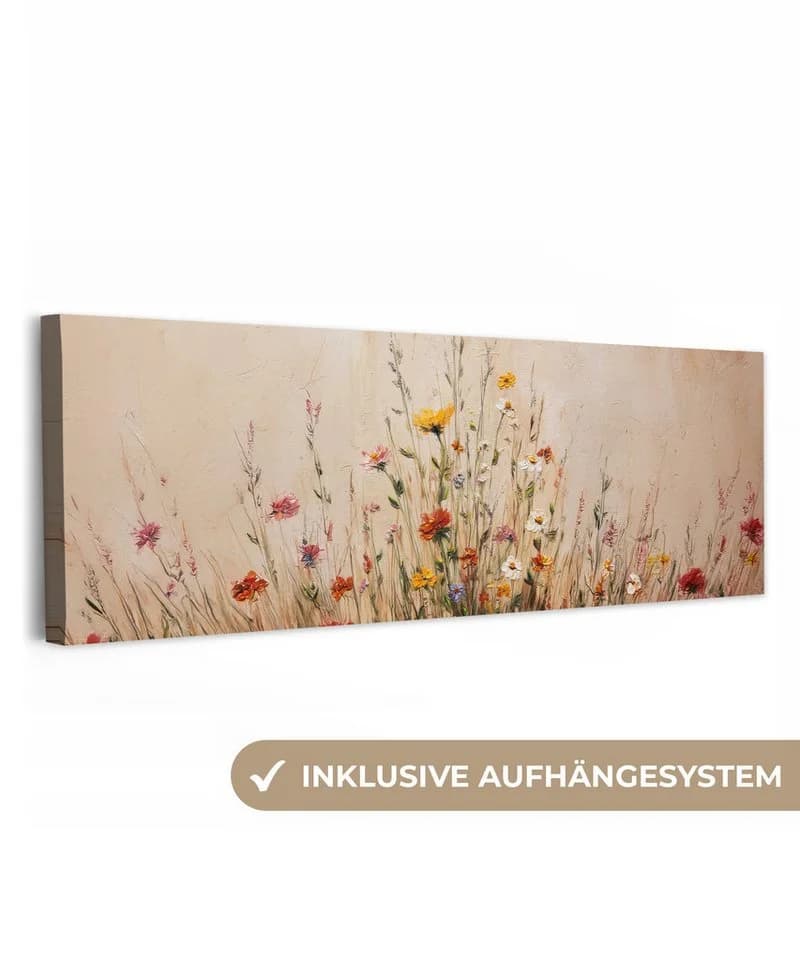 OneMillionCanvasses® Leinwandbild Panorama Wildblumen Pinselstriche - Bild 2
