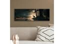 OneMillionCanvasses® Leinwandbild Panorama Hirsche - Waldbach - Mystisch Bild 4
