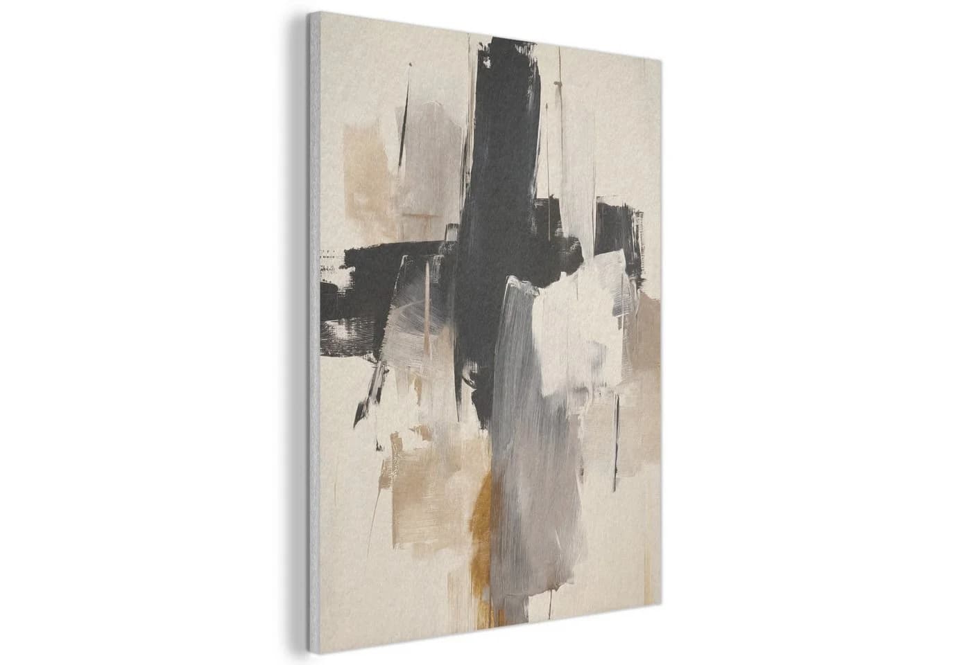 MuchoWow Akustikbild Abstrakt Beige Schwarz Weiß Gold PET-Filz - Bild 2