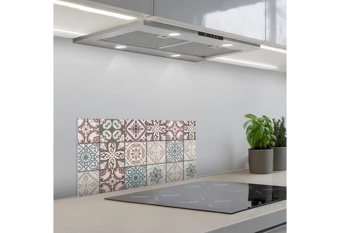 KitchenYeah Küchenrückwand Selbstklebend Mosaik Braun Glasoptik