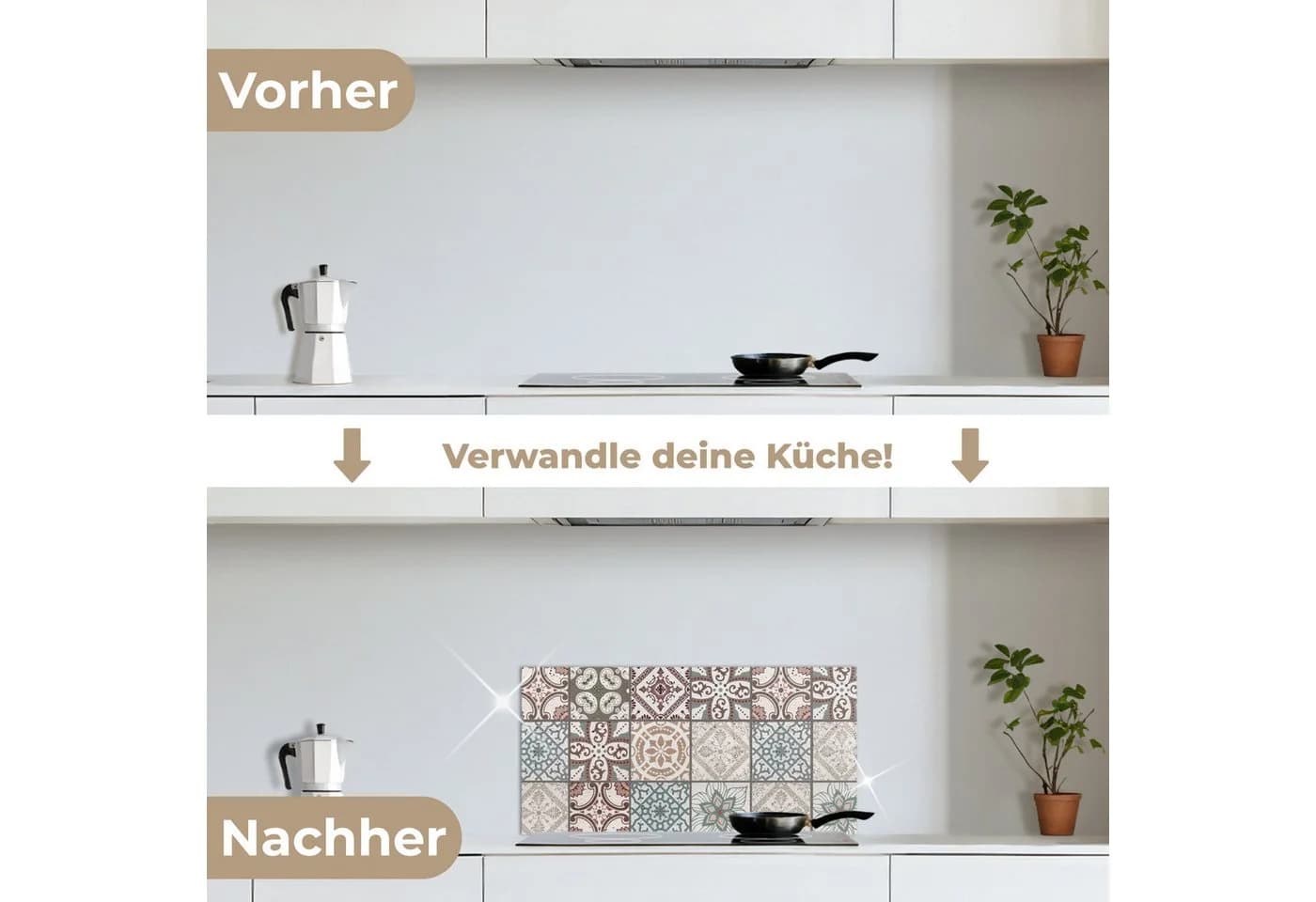 KitchenYeah Küchenrückwand Selbstklebend Mosaik Braun Glasoptik - Bild 4