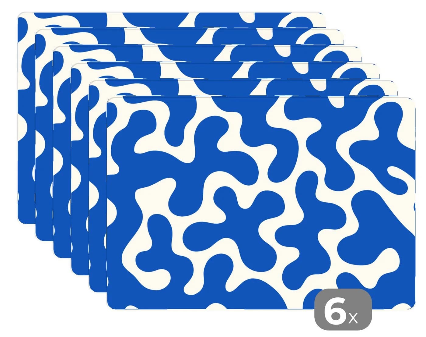 MuchoWow Platzset 6-tlg. Blau Abstrakt Vinyl - Bild 2