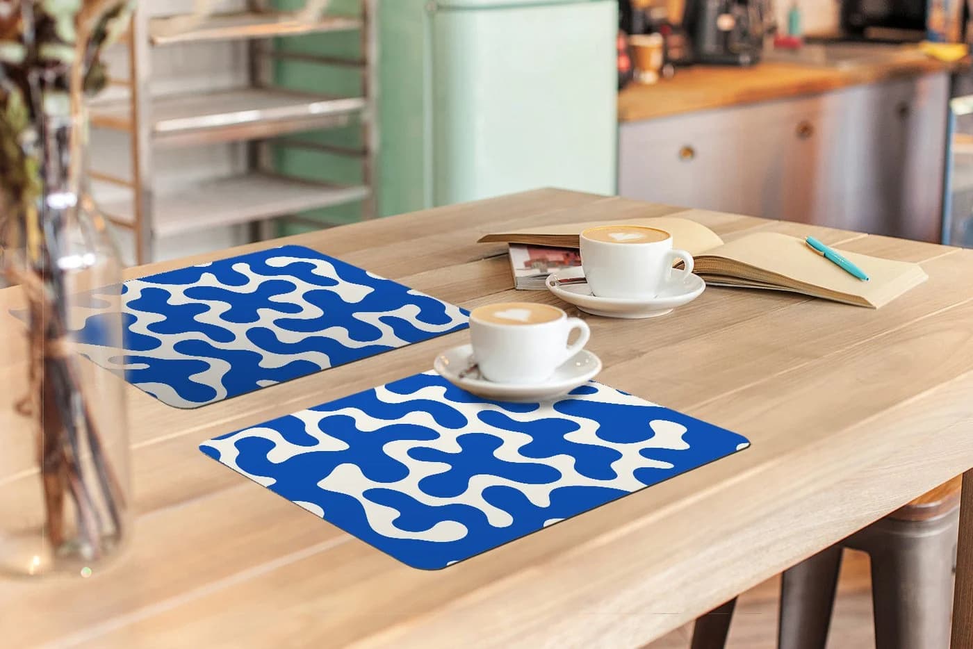 MuchoWow Platzset 6-tlg. Blau Abstrakt Vinyl - Bild 3