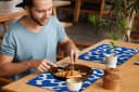 MuchoWow Platzset 6-tlg. Blau Abstrakt Vinyl Bild 5
