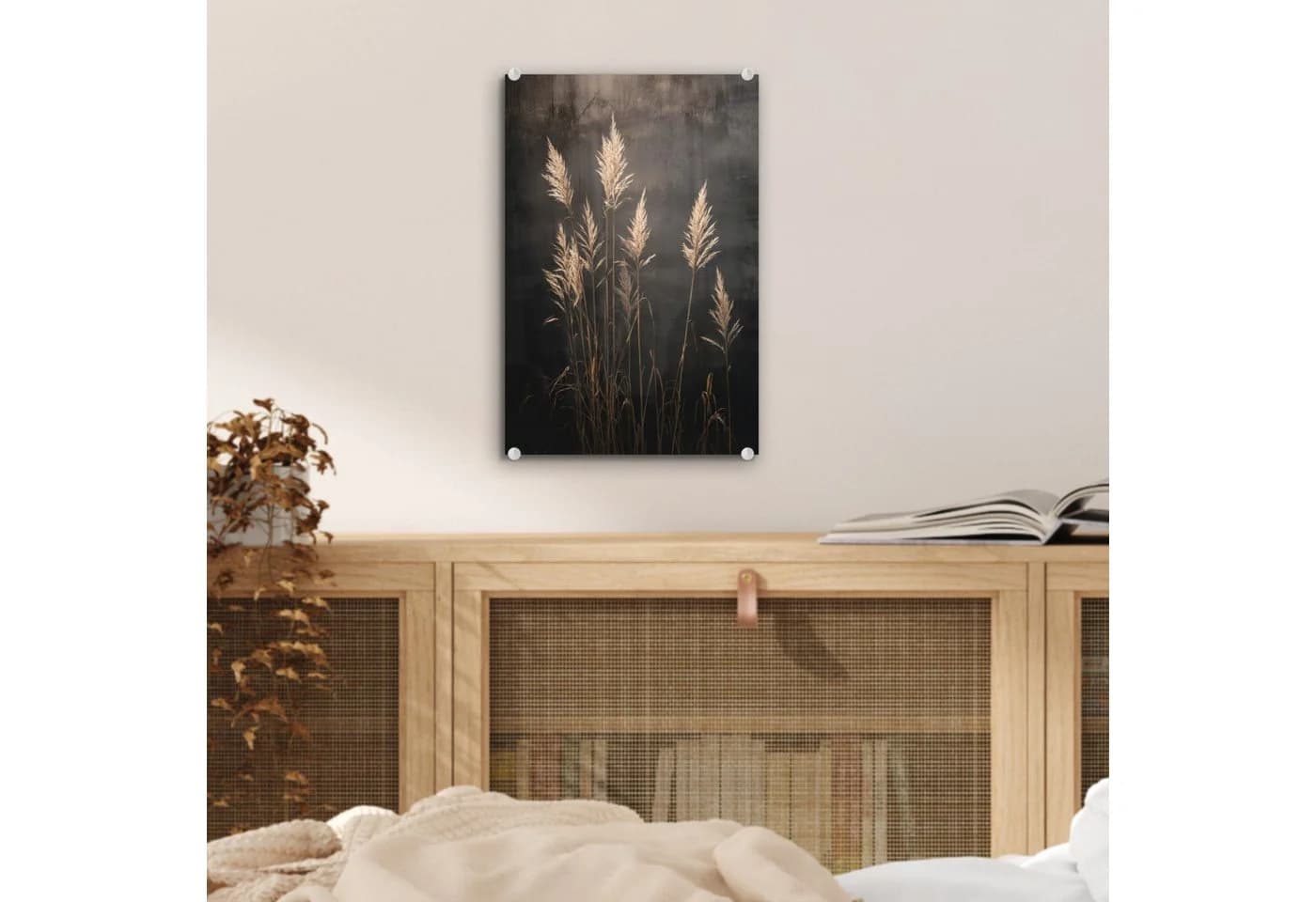 MuchoWow Acrylglasbild Ziergras Schwarz mit Aufhängung - Bild 5