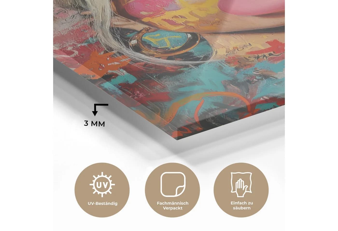 MuchoWow Acrylglasbild Frau Graffiti Bunt mit 3D-Effekt - Bild 3