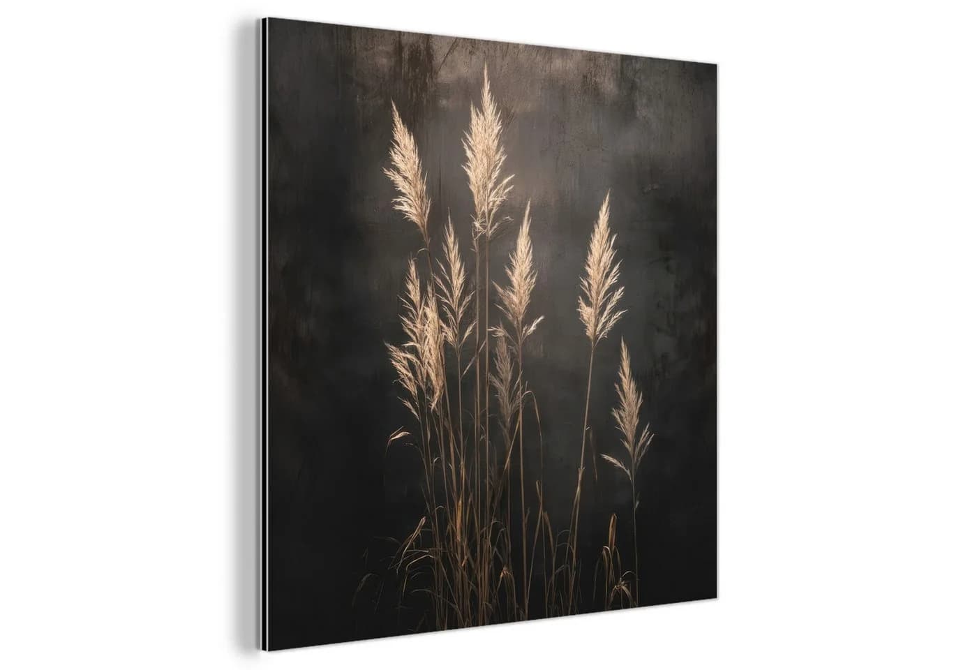 MuchoWow Metallbild Ziergras Federn Beleuchtung Schwarz 20x20 cm - Bild 2