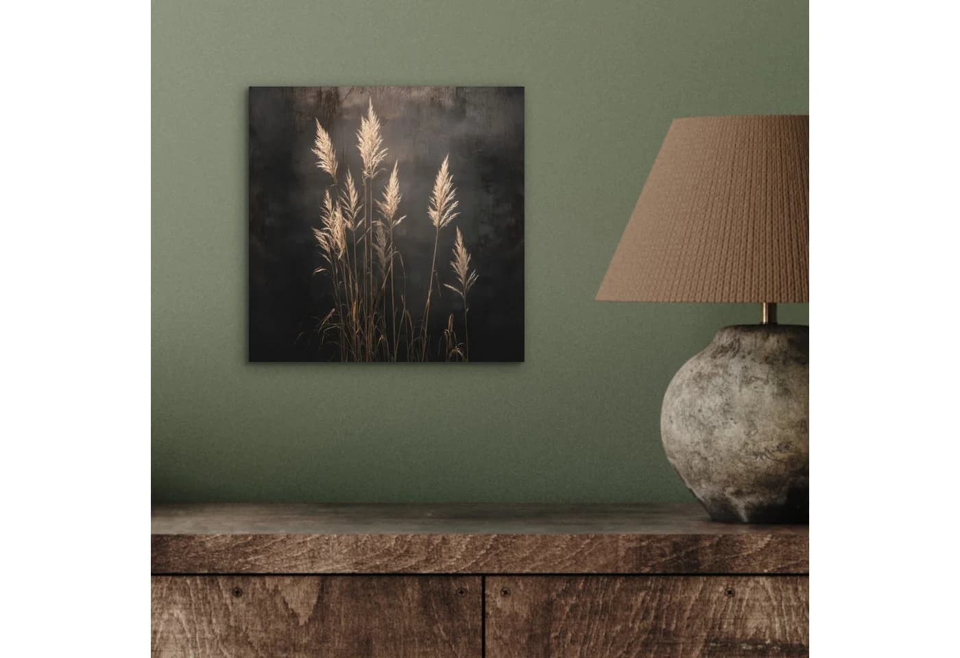 MuchoWow Metallbild Ziergras Federn Beleuchtung Schwarz 20x20 cm - Bild 4