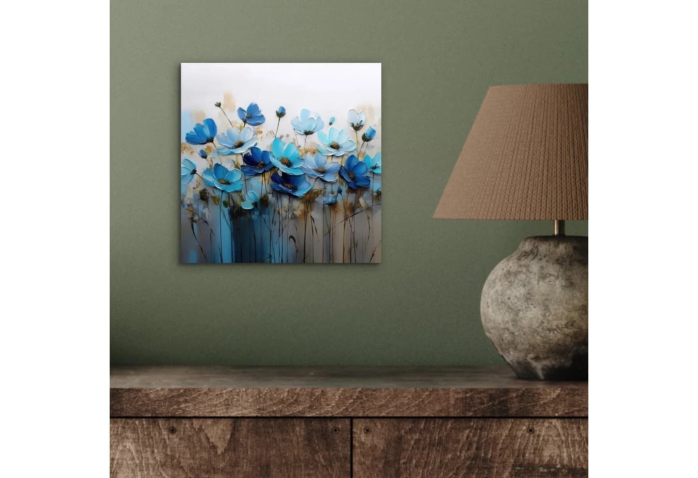 MuchoWow Metallbild Blumen Blau 20x20 cm - Bild 4