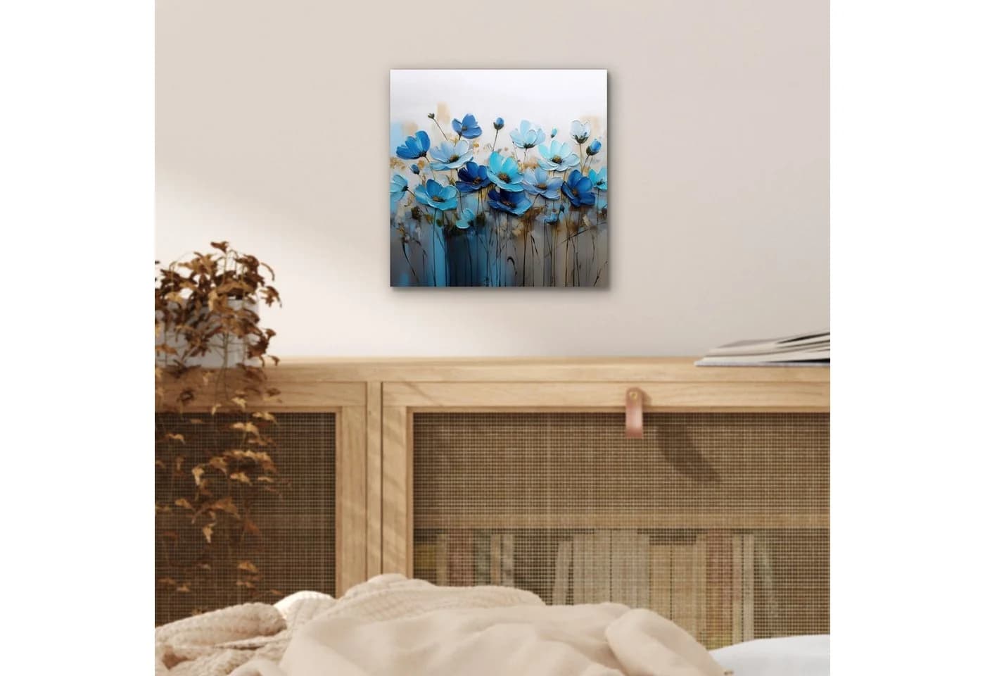 MuchoWow Metallbild Blumen Blau 20x20 cm - Bild 5