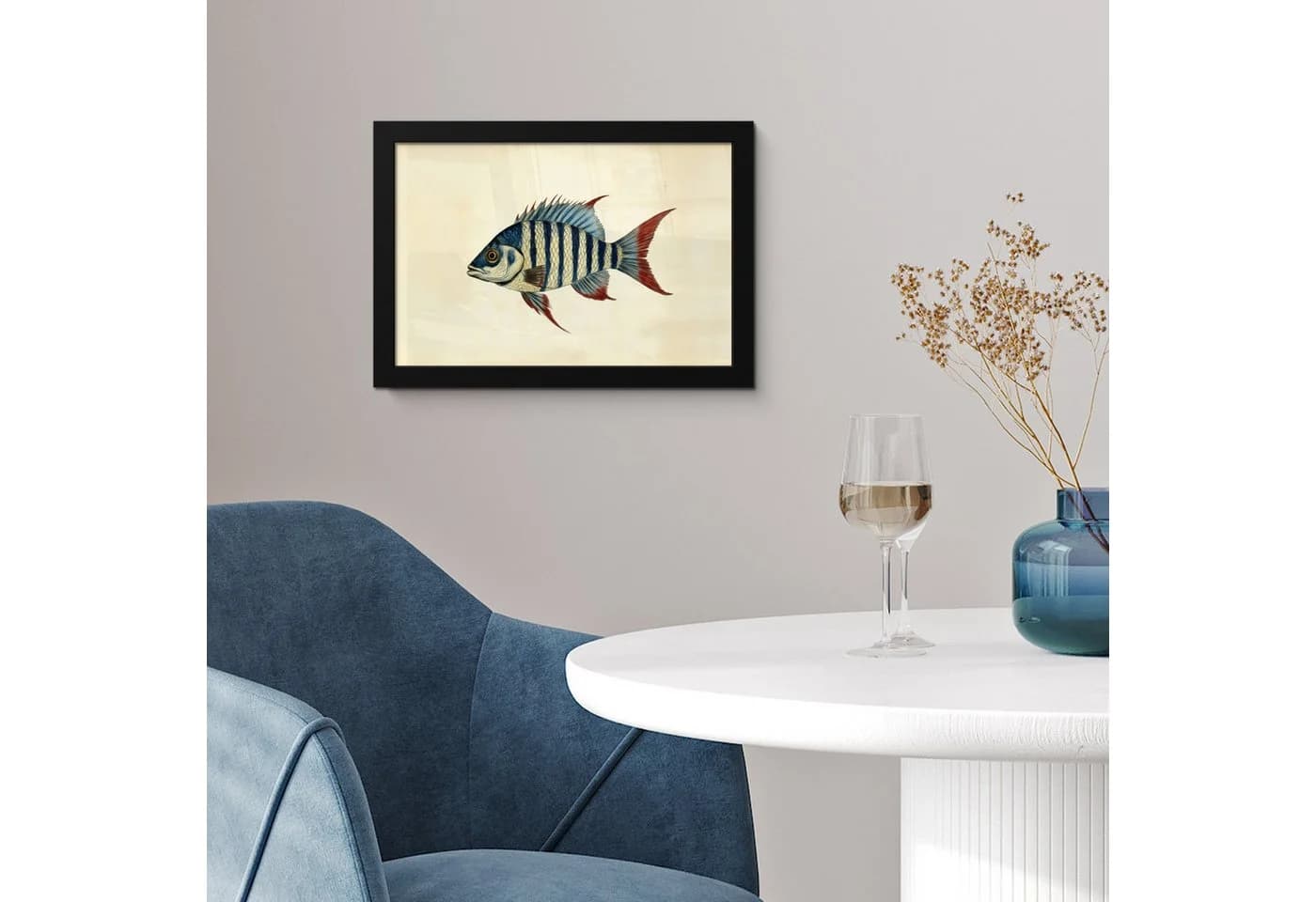 MuchoWow Poster Fisch Dunkelblau mit Schwarzem Rahmen - Bild 5