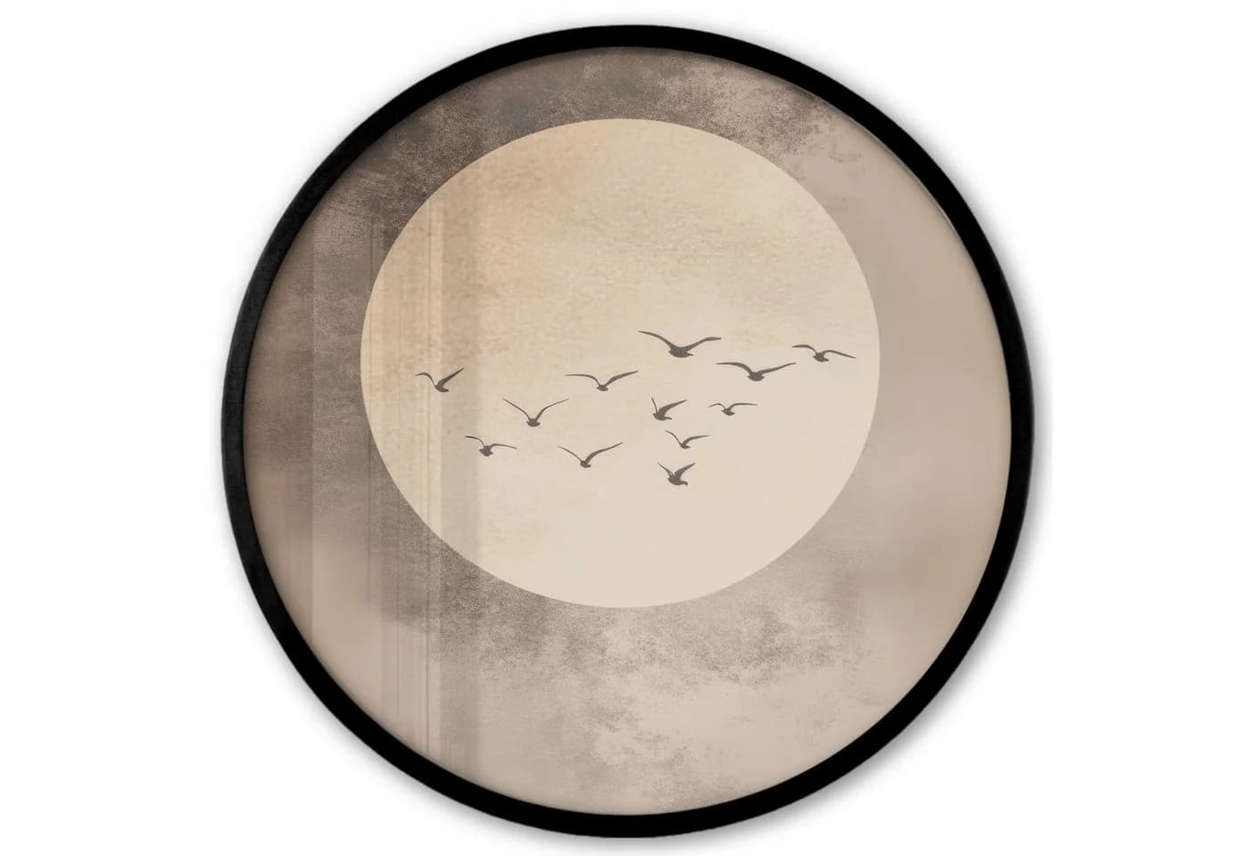 MuchoWow Poster Rund Vogel Beige Japanisch 40x40 cm - Bild 2