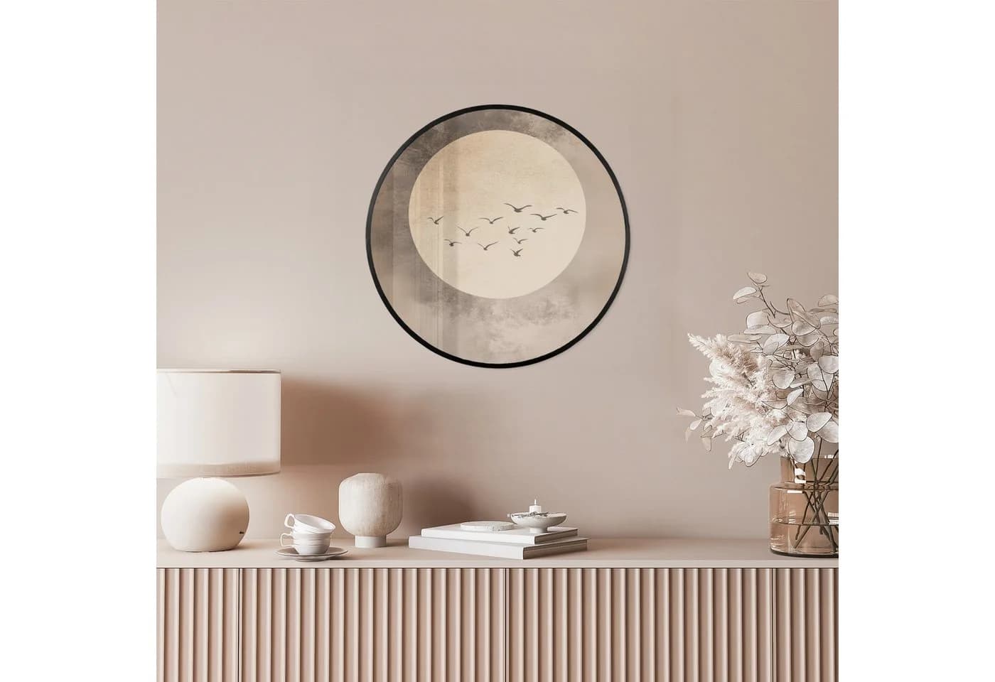 MuchoWow Poster Rund Vogel Beige Japanisch 40x40 cm - Bild 4