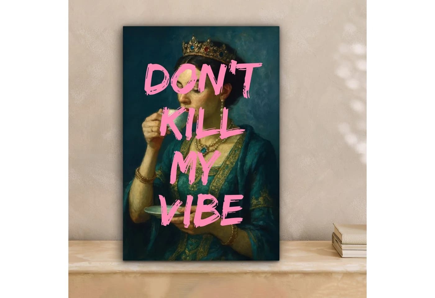 OneMillionCanvasses® Leinwandbild Frau mit Krone Rosa