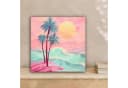 OneMillionCanvasses® Leinwandbild Palmen Meer Rosa/Türkis Bild 1