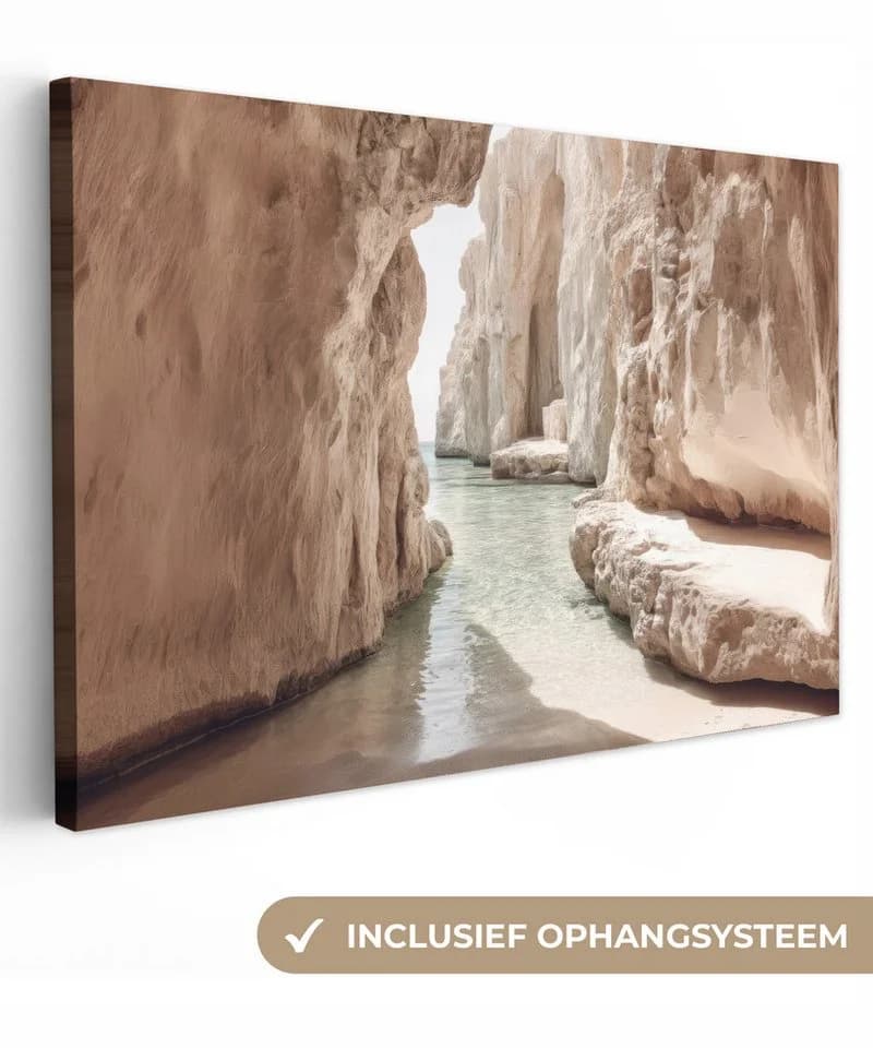 OneMillionCanvasses® Leinwandbild Felsen - Meer - Sand - Schlucht 30x20 cm - Bild 2