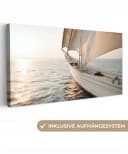 OneMillionCanvasses® Leinwandbild Panorama Segelboot - Meer - Beige - Sonne Bild 2