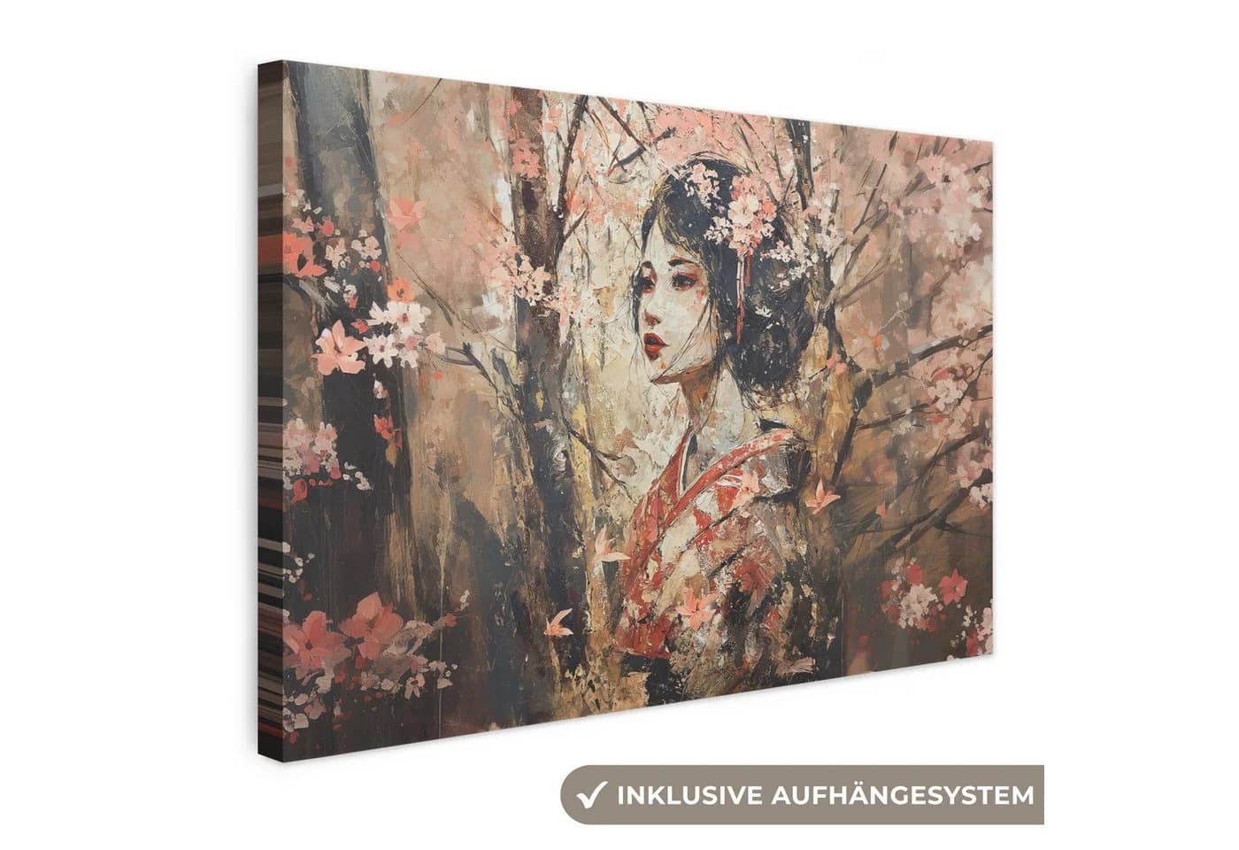 OneMillionCanvasses® Leinwandbild Kimono - Frau - Kirschbäume, Fotodruck 30x20 cm - Bild 2
