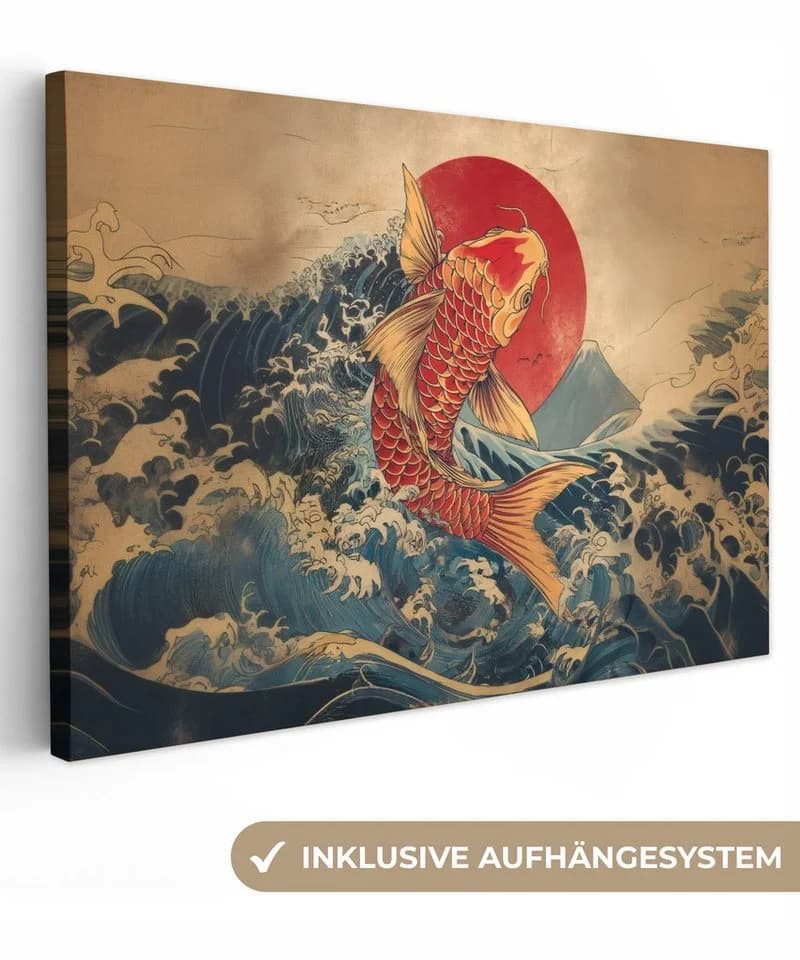 OneMillionCanvasses® Leinwandbild Koi - Meer - Wellen - Sonne 30x20 cm - Bild 2