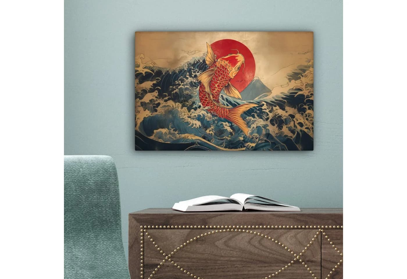 OneMillionCanvasses® Leinwandbild Koi - Meer - Wellen - Sonne 30x20 cm - Bild 5