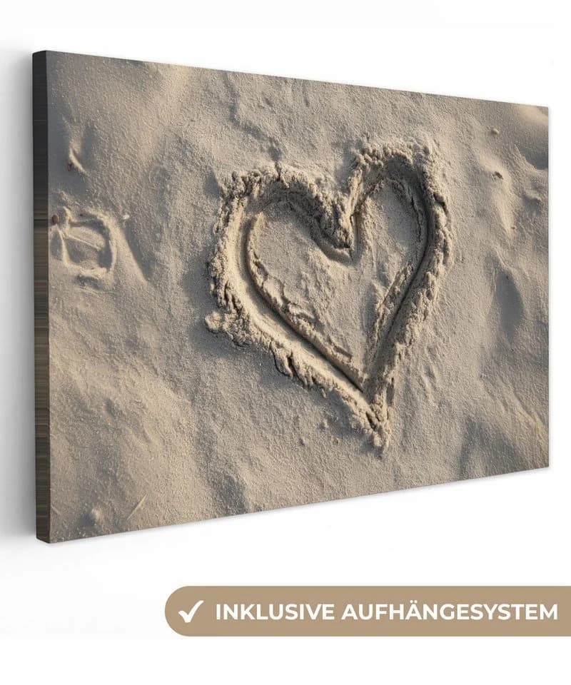 OneMillionCanvasses® Leinwandbild Herzform - Signiert - Beige - Sand, Fotodruck - Bild 2
