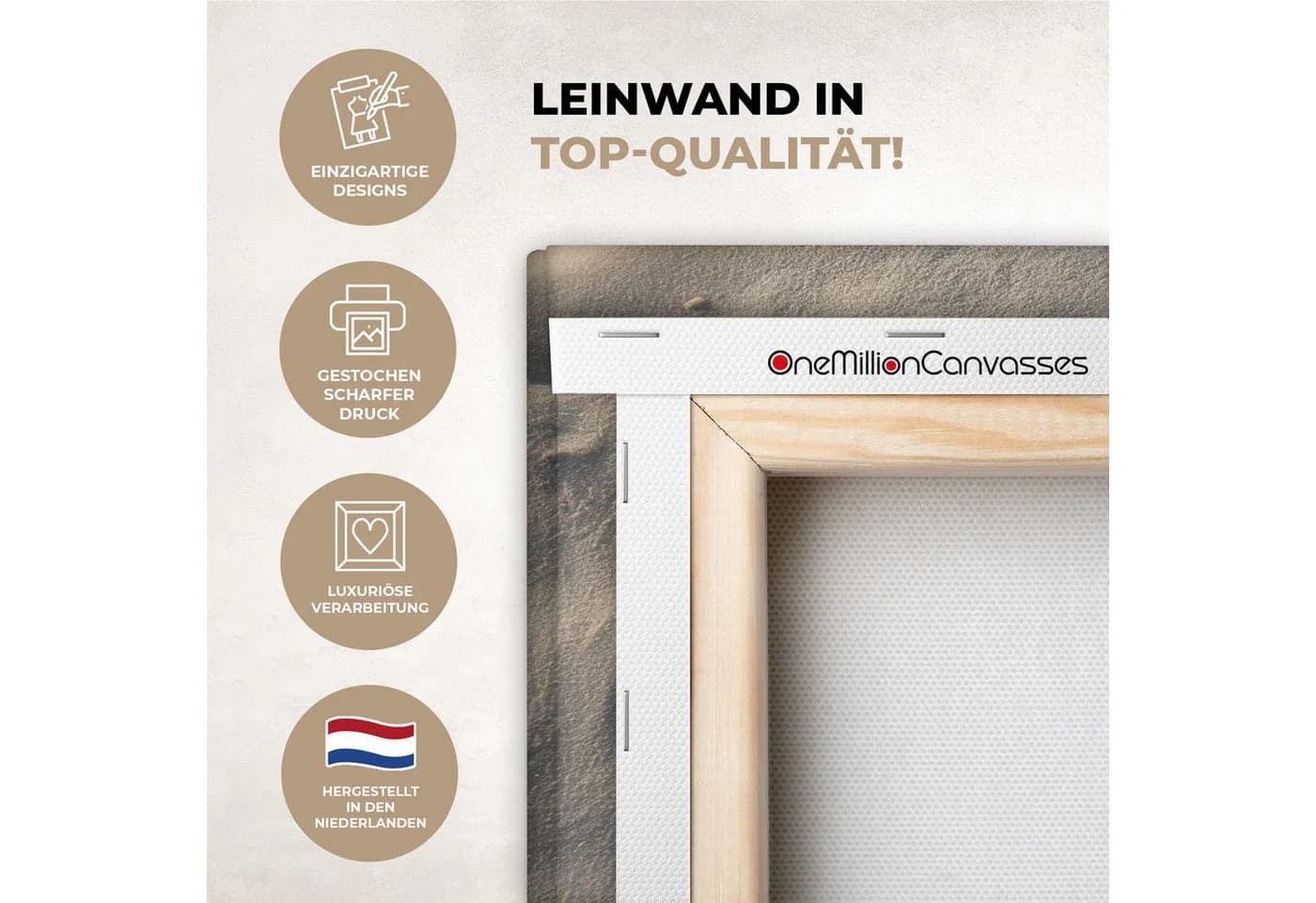 OneMillionCanvasses® Leinwandbild Herzform - Signiert - Beige - Sand, Fotodruck - Bild 3