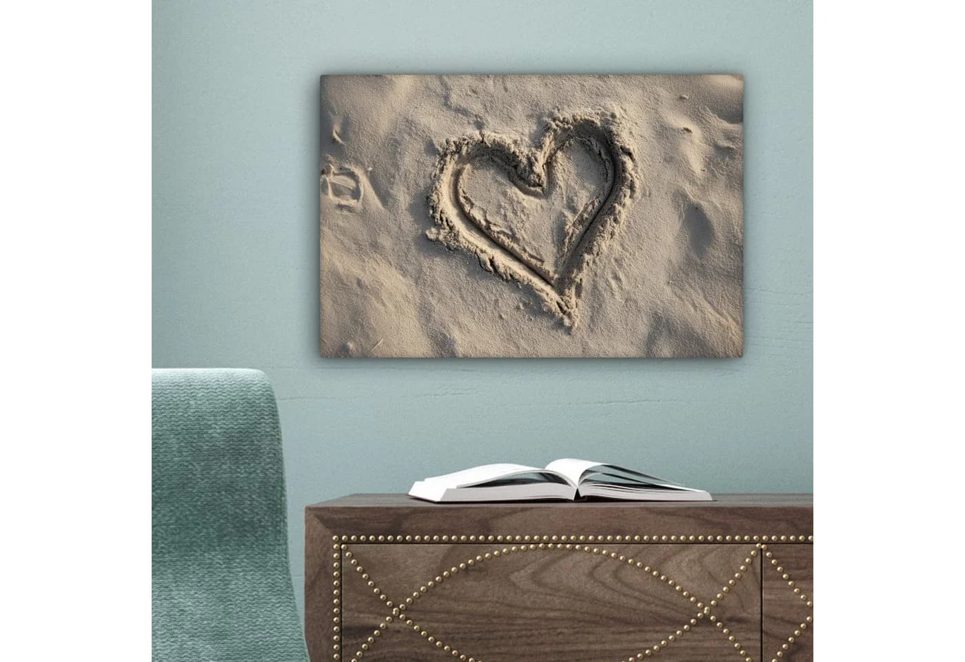 OneMillionCanvasses® Leinwandbild Herzform - Signiert - Beige - Sand, Fotodruck - Bild 5