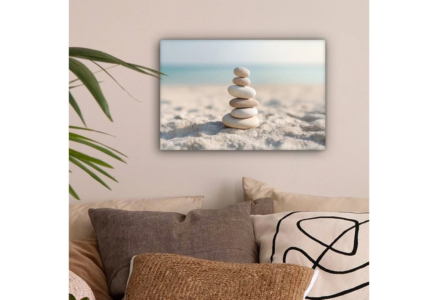 OneMillionCanvasses® Leinwandbild Steine Sand Meer 30x20 cm