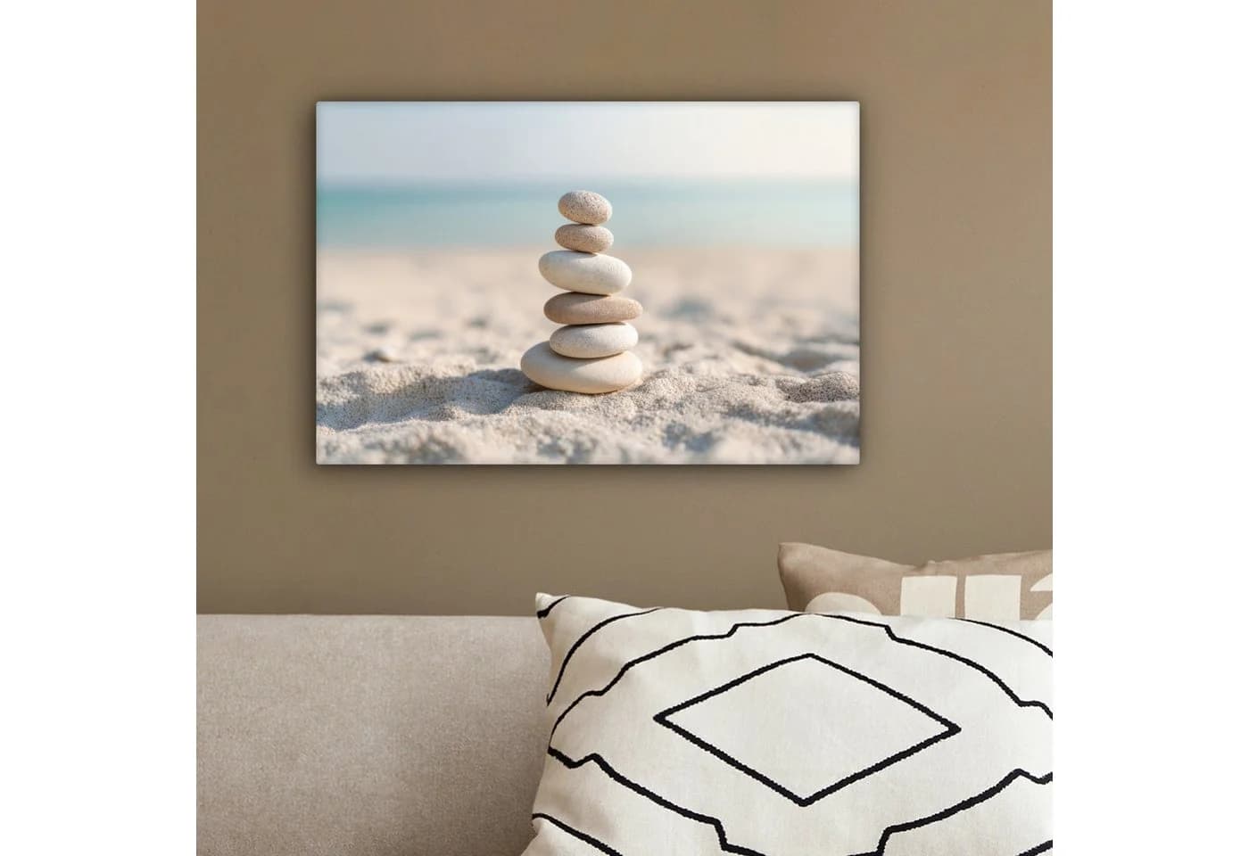 OneMillionCanvasses® Leinwandbild Steine Sand Meer 30x20 cm - Bild 4