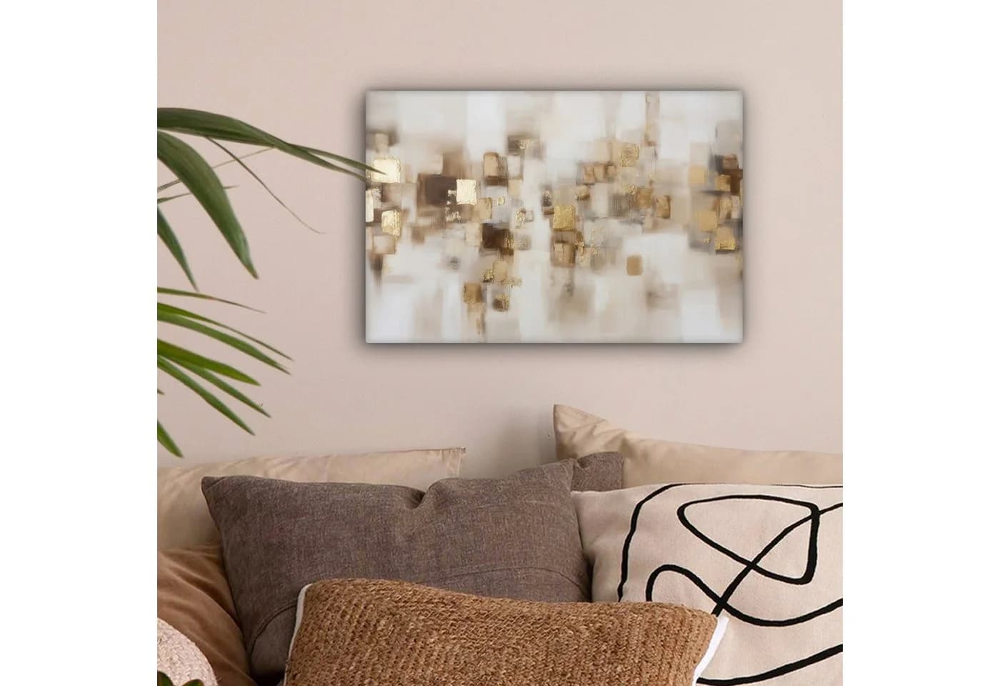 OneMillionCanvasses® Leinwandbild Abstrakte Quadrate Gold/Erdtöne