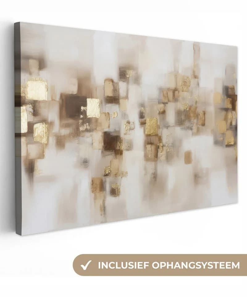 OneMillionCanvasses® Leinwandbild Abstrakte Quadrate Gold/Erdtöne - Bild 2
