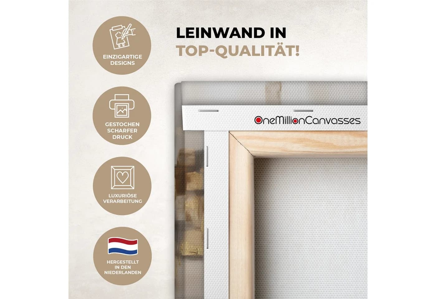 OneMillionCanvasses® Leinwandbild Abstrakte Quadrate Gold/Erdtöne - Bild 3