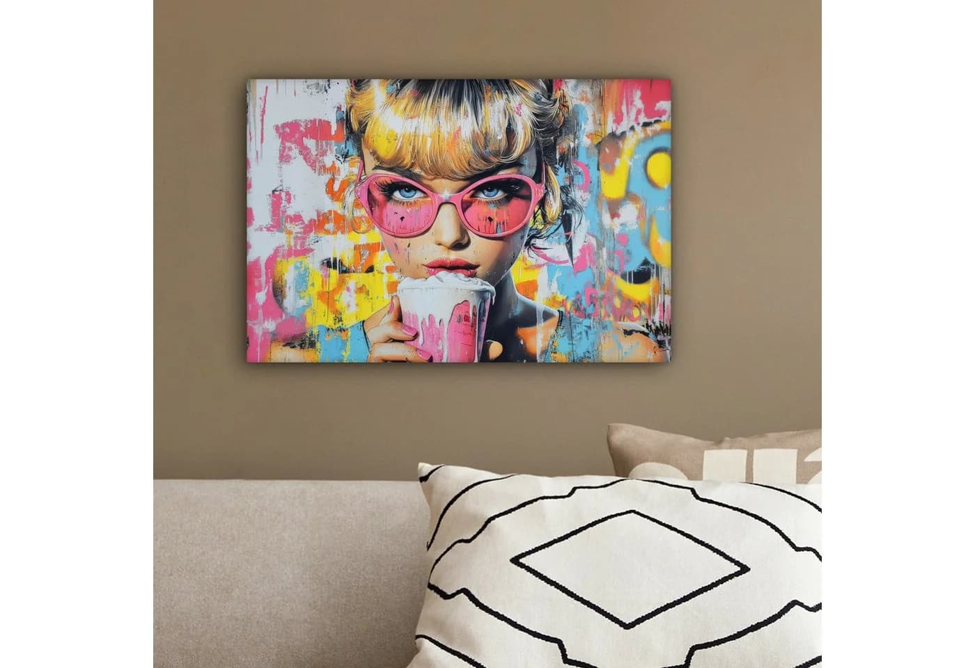 OneMillionCanvasses® Leinwandbild Frau Milchshake Bunt Modern - Bild 4