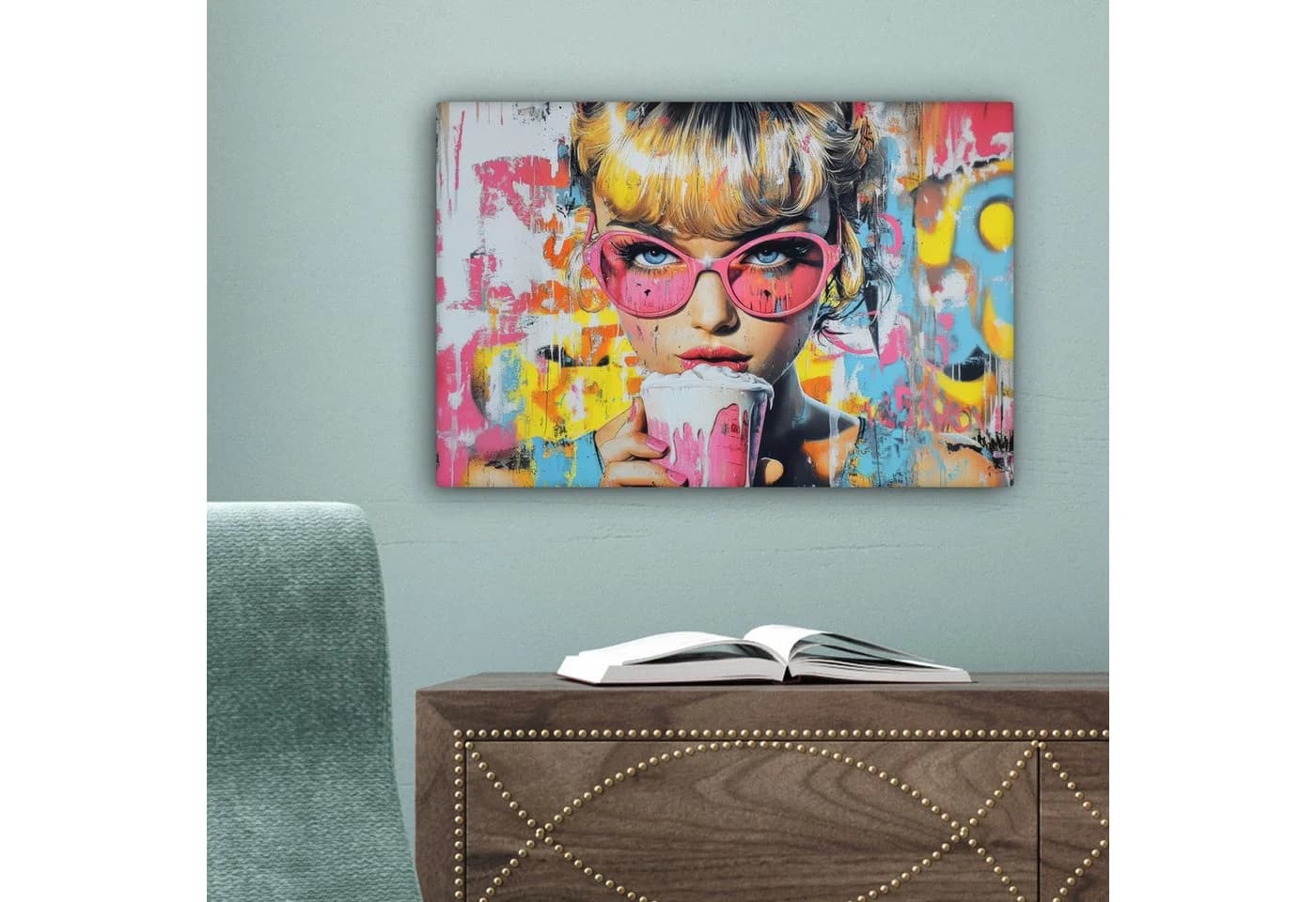 OneMillionCanvasses® Leinwandbild Frau Milchshake Bunt Modern - Bild 5
