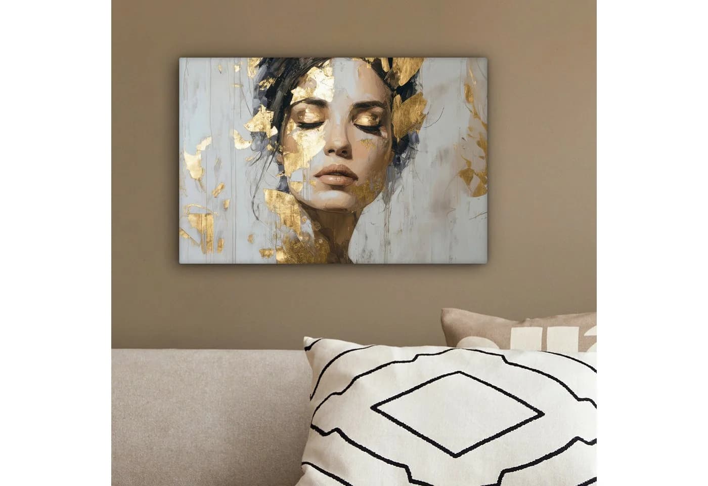 OneMillionCanvasses® Leinwandbild Frau Gold Aesthetic Wanddekoration - Bild 4