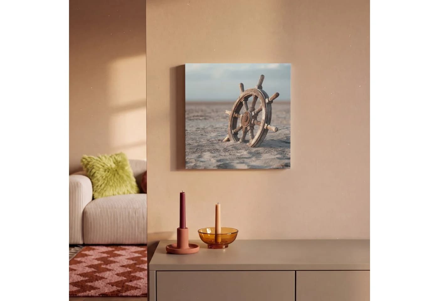 OneMillionCanvasses® Leinwandbild Schiffslenker Braun Fotodruck Wandbild