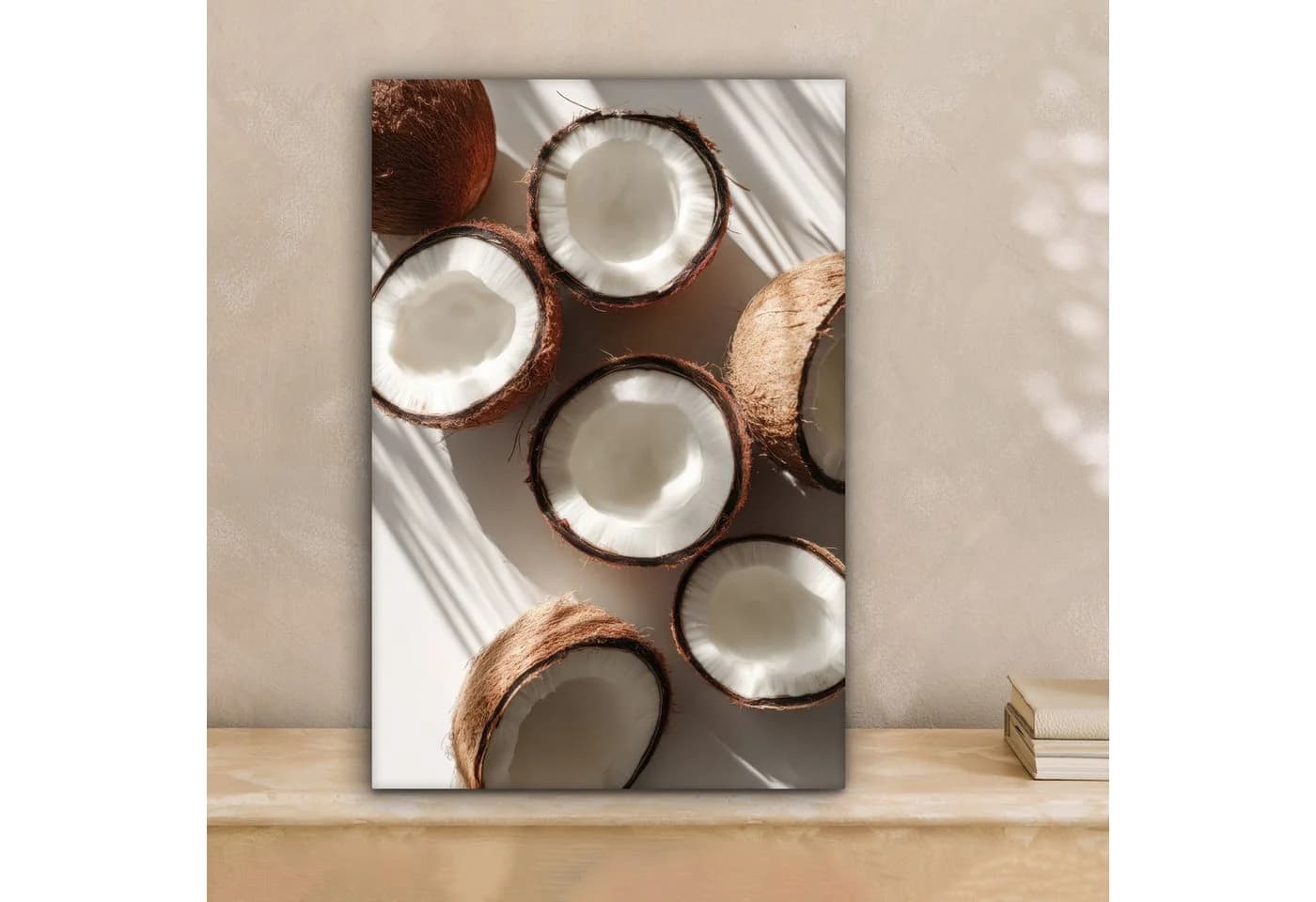 OneMillionCanvasses® Leinwandbild Kokosnüsse Braun Weiß