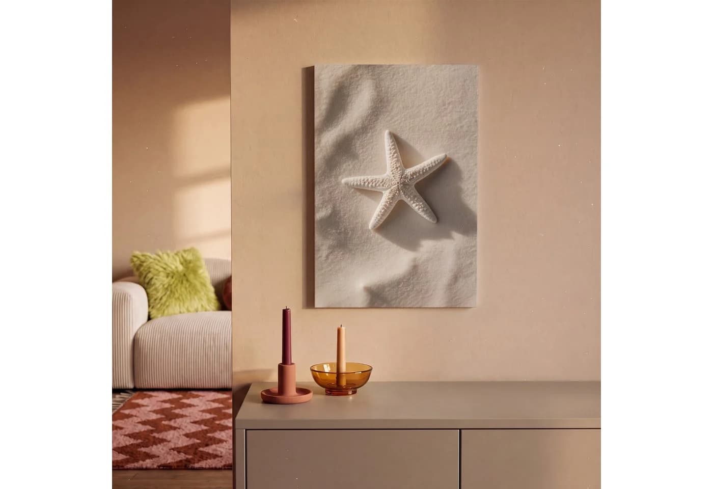 OneMillionCanvasses® Leinwandbild Strand Seestern Beige Wanddekoration