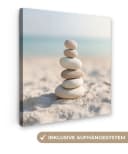 OneMillionCanvasses® Leinwandbild Steine Stapel Sand Meer Fotodruck Bild 2