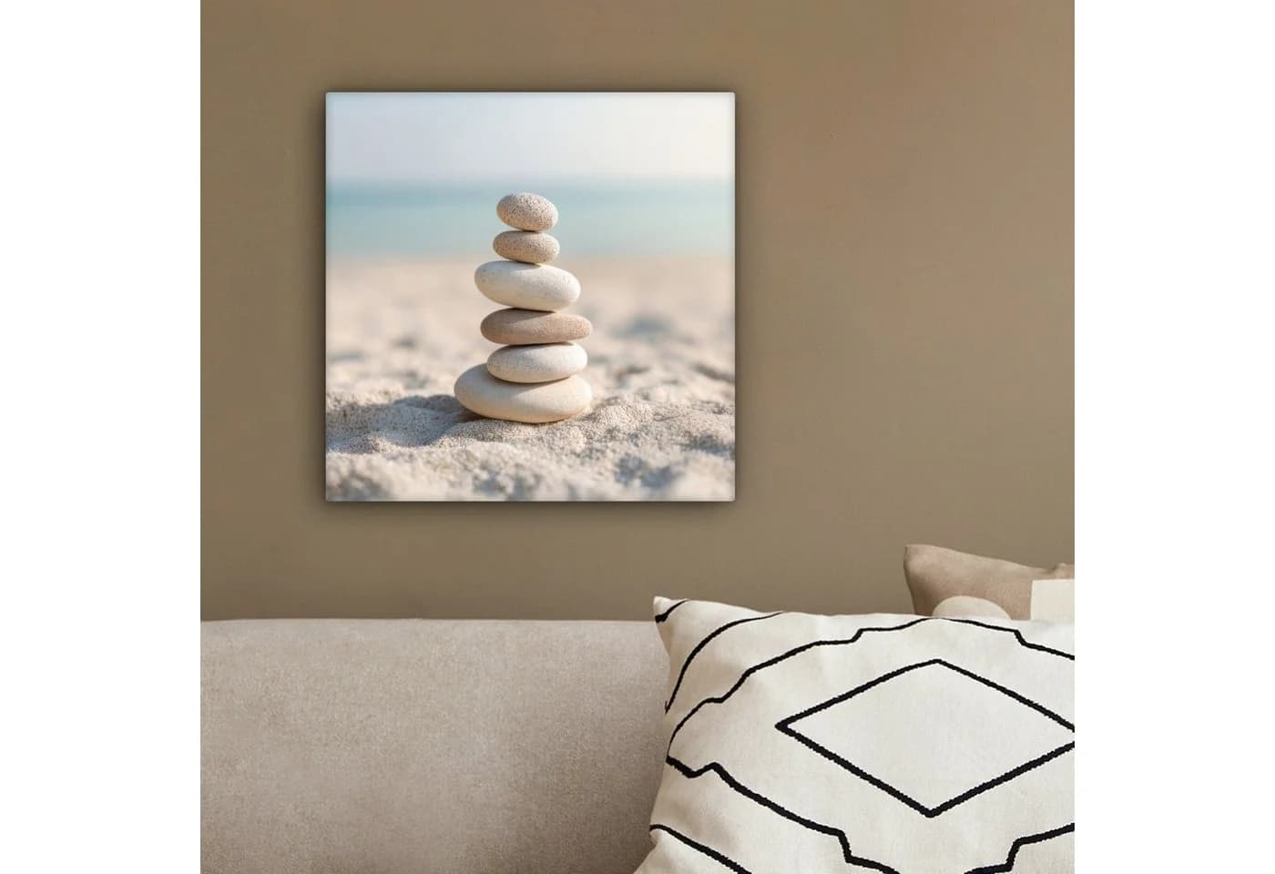 OneMillionCanvasses® Leinwandbild Steine Stapel Sand Meer Fotodruck - Bild 4