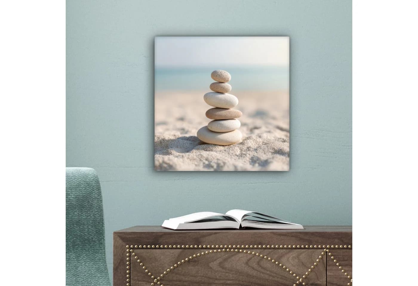 OneMillionCanvasses® Leinwandbild Steine Stapel Sand Meer Fotodruck - Bild 5