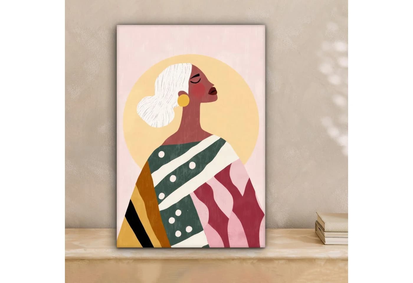 OneMillionCanvasses® Leinwandbild Frau mit Sonne Bunt