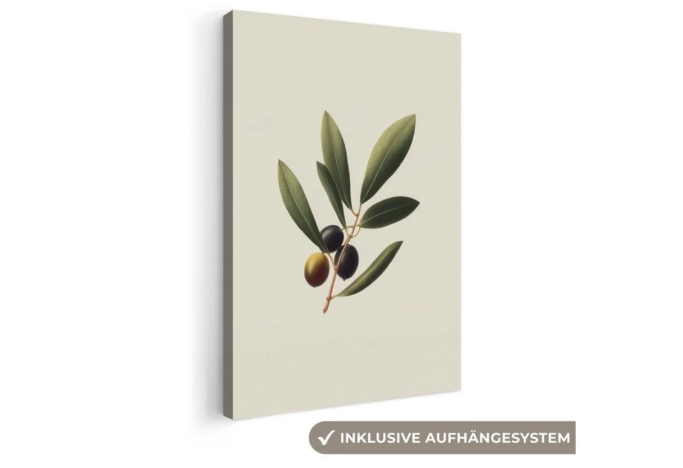 OneMillionCanvasses® Leinwandbild Olivenzweig Grün Schwarz 20x30 cm - Bild 2